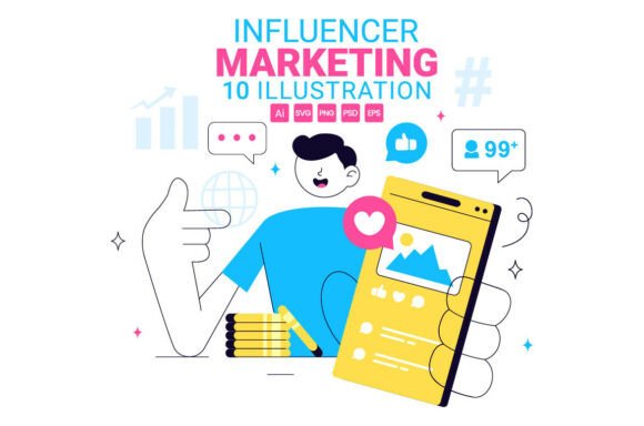 Download 10 Influencer Marketing Illustration - Illustration Collection