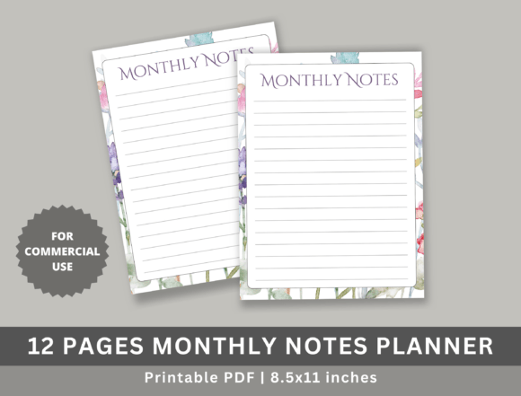 Download 12 Pages Monthly Notes Planner KDP - Premium Resources