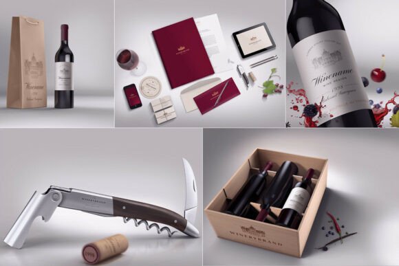 Download Wine Branding Bundle Mockup PSD - Branding Collection