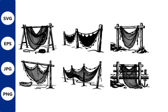 Download Nets on Posts Line Art Illustration - Illustration Collection