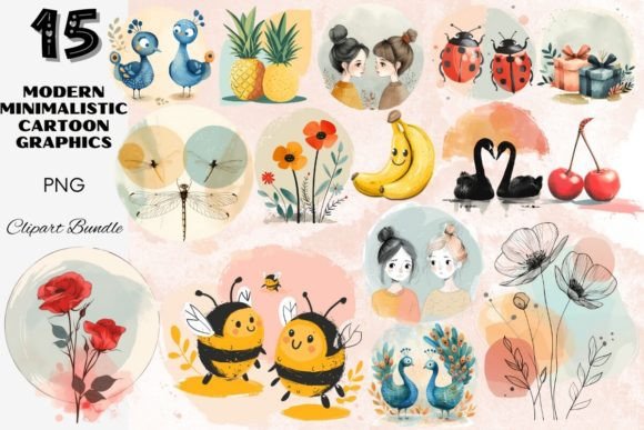 Download Modern Minimalistic Cartoon Graphics Set - Graphic Collection