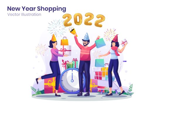 Download New Year Shopping Sale Flat Illustration - Illustration Collection