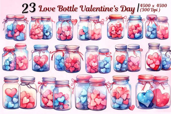 Download Love Bottle Valentine's Day Graphics Set - Graphic Collection